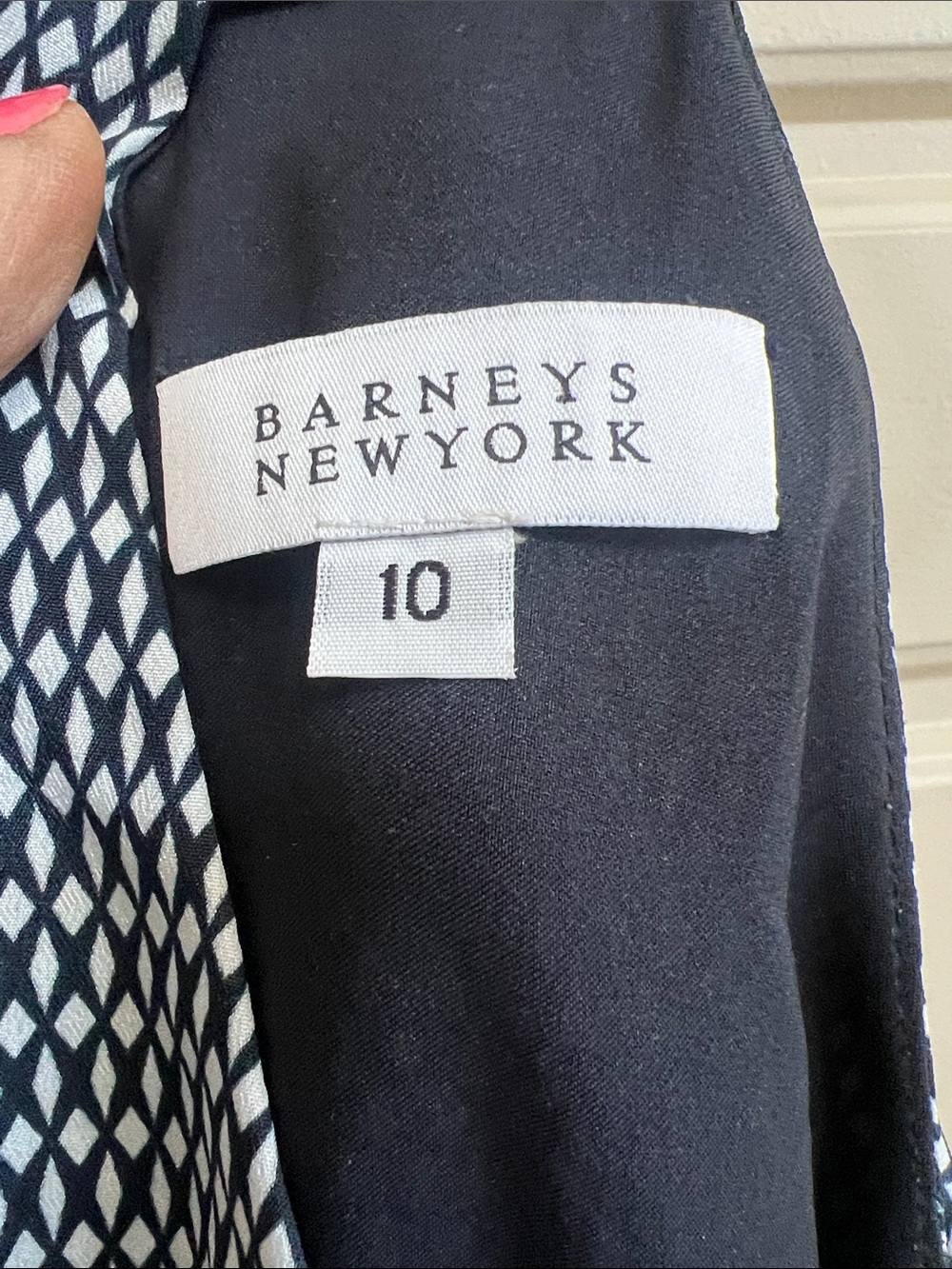 Barneys New York Navy & White Patterned Sleeveless maxi Dress Sz 10 summer comfy - Picture 8 of 10